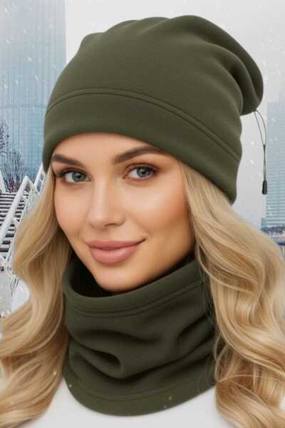 Trenderrs طقم قبعة صوفية وطوق للرقبة للنساء