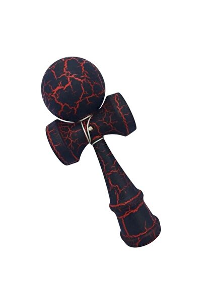 MAGIC TOYS Кендама Крак 18 см M6 – Черно-червен напукан модел, от масивно дър...