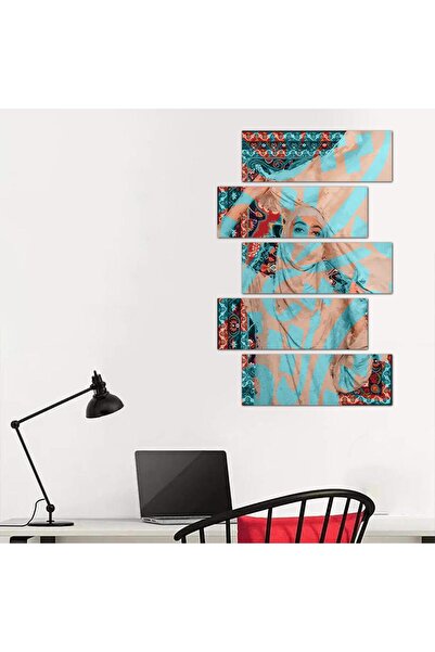 Generic Modern wall panel, drawing of a woman - 24138 - divided into five graduated pieces - 2