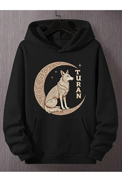 İSMTEXS 2 İplik ünisex spor stile Turan Yazılı Kurt Ve Hilal Temalı Baskılı K...