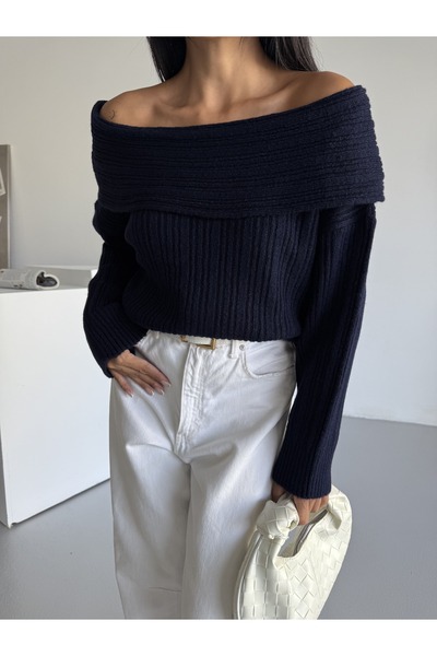 SolQ Tricotaj pentru femei Pulover Guler Madonna Potrivire confortabilă Snur special