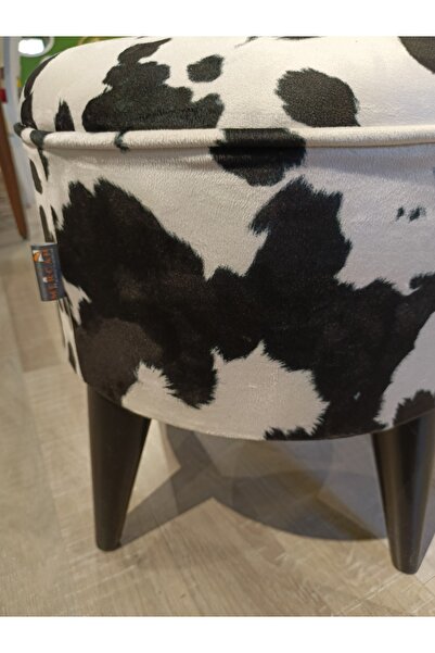 Store MERCAN MOBİLYA LEOPAR DESEN PUF BENCH 42 CM SİYAH AYAK