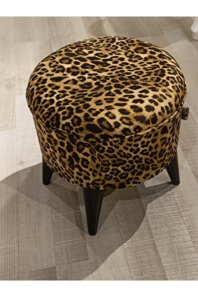 Store MERCAN MOBİLYA PUF BENCH LEOPAR DESEN 43 CM BEYAZ AYAK