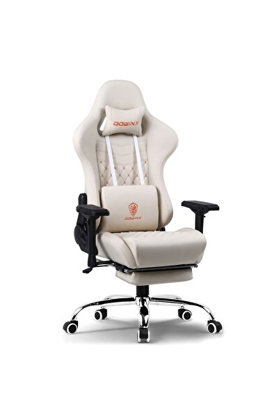 DOWINX Ergonomic Computer Gaming Chair, Reclining Office Chair with Massage Cushion - White