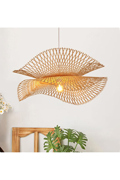 burenze Modern İskandinav El Yapımı Bohem Hasır Sarkıt Rattan Avize