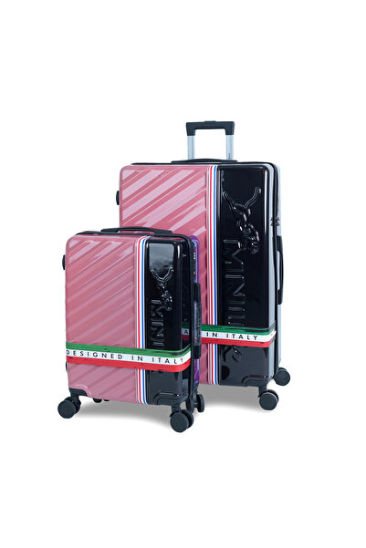 Mnuk SWAGGER Set of 3 Luggage| PC and ABS Hardside Trolley| Double 360Â° 4 Wheeler| 20/24/28-Black Pink