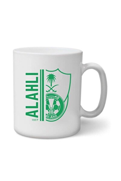 Story of candle كوب سيراميك مطبوع عليه شعار الأهلي على وجهين باللون الأبيض