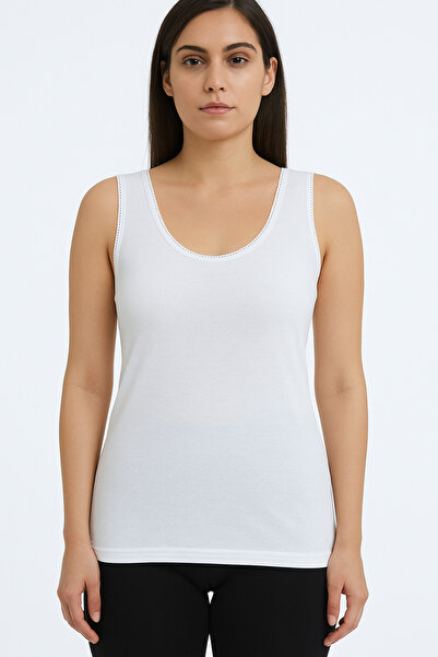 Alenay Women's Wide Strap Lace Cotton 6-Piece Undershirt