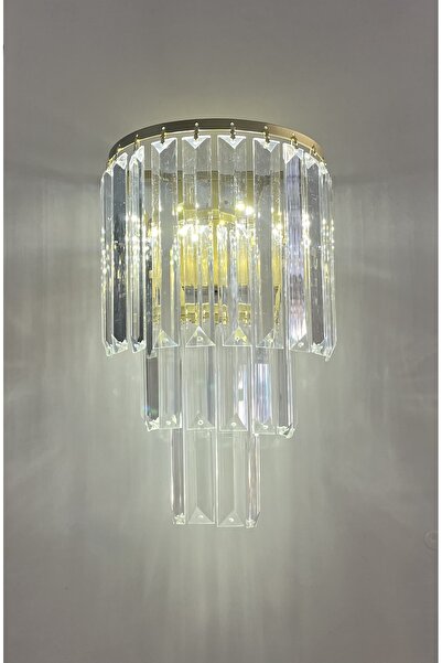 gaziantepavize Yonca Gold Kasa Beyaz Işık Ledli 3 Katlı Lux Taşlı Pilli Aplik...