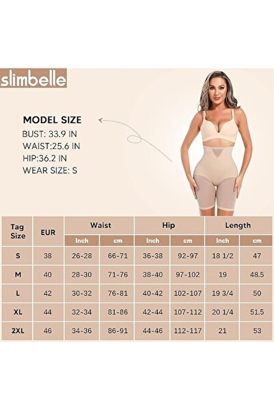 OEM SLIMBELLE - Lenjerie modelatoare cu talie inalta, bej, marime M