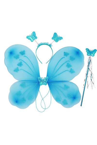 THK Accesorii pentru copii Aripi de fluture albastre THK®, baghetă magică, ci...