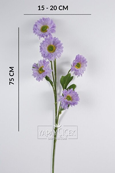 Yapay Çiçek Deposu Yapay Çiçek 6 Çiçekli Fransız Gerberası Dalı 75 cm Lila YCD-309