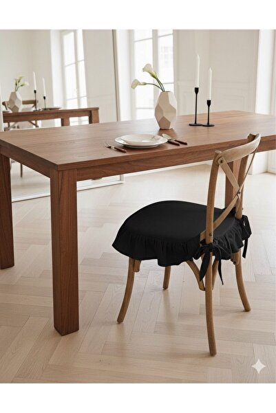 İstanbul kumaş Chair Cushion – Lace-Up, Non-Collapsing, Sponge-Filled, Washable – 40X40 cm with Ruffles