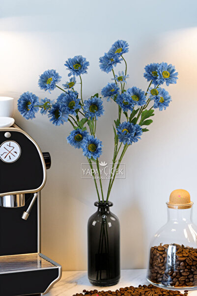 Yapay Çiçek Deposu Τεχνητό λουλούδι 6 λουλούδια Γαλλική γκερμπεράδα κλαδί 75 εκ. Μπλε YCD-309