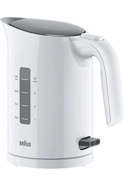 Brown Braun " PurEase Kettle, 1L, 2200 Watts, 3-Way protection, Rapid boil system 45sec WK3000 WH Electric