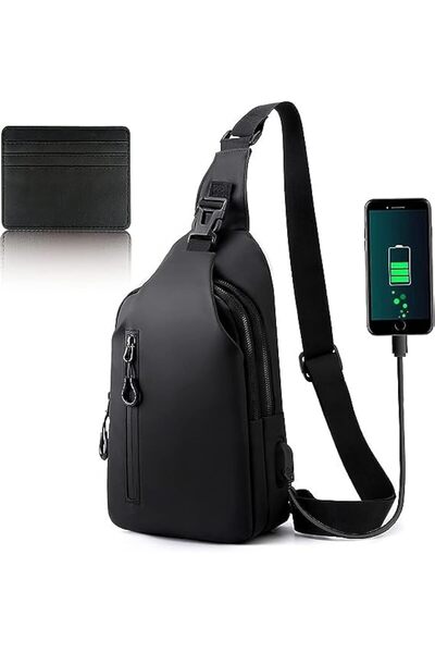 Jiffy حقيبة كتف للرجال، حقيبة ظهر مقاومة للماء، حقيبة صدر كاجوال مع جيب رفيع