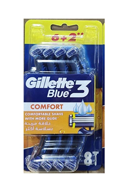 Gillette Blue 3 Comfort Razor Blade Set of 8 pieces, blue silver, provides a ...