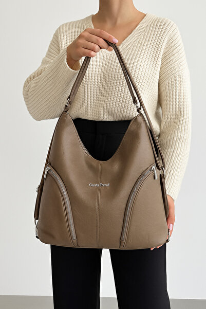 H&D COLLECTİON Soft Faux Leather Mink Women's Bag Suitable for Hand Shoulder and Back Use 34*39 cm