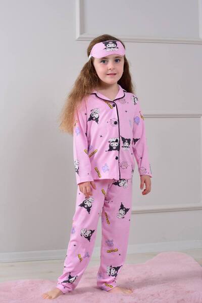 ARBİ kids Set de pijamale cu mâneci lungi cu nasturi kuromi pentru fete, incl...