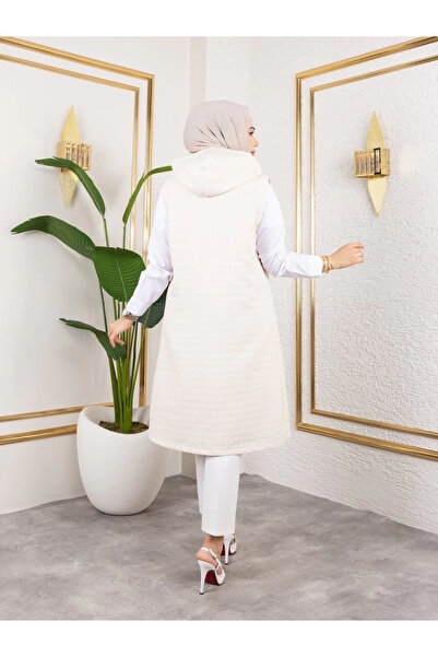 AZRA BUTİK Gold Detaylı Yelek Bej