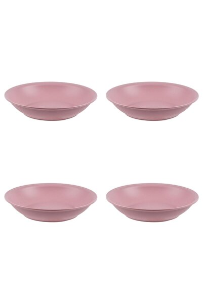 Vervo.ro pentru minți curioase Set de 4 farfurii adânci, plastic, roz pudrat, diametru 18 cm