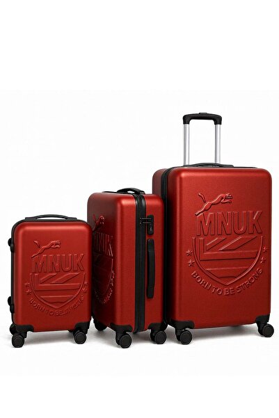 Mnuk مجموعة مانشستر من ٣ حقائب سفر | عربة أمتعة صلبة من البولي كربونات والأكريلونتريل بوتادين ستايرين مع قفل أمان | دوران مزدوج بزاوية ٣٦٠ درجة
