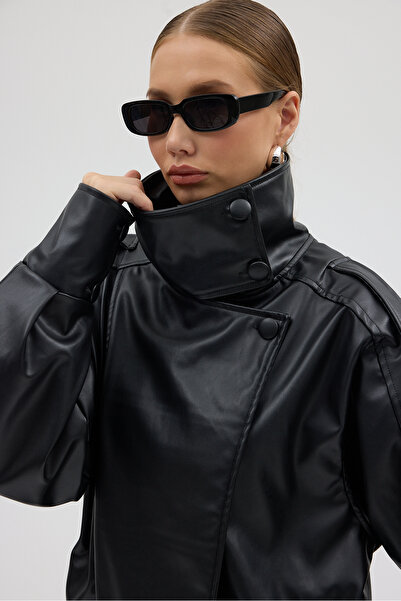 Jaglion Жіночий вуличний стиль Шкіряна куртка