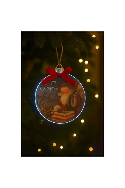 OEM Decoratiune luminoasa Craciun, pentru brad, Design Mos Craciun, cu agatatoare, banda autoadeziva si