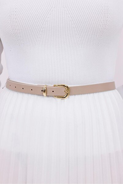MODAM HİFA Gold Buckle Women's Belt with Bridge Design, Pants Belt, Dress Belt, Shirt Belt, Waist Belt