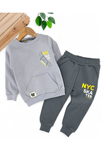 Egelite Boy's Winter 3-Strand Ribbed Tracksuit with Printed Back, Ages 2-3-4-5-6-7, Ot100