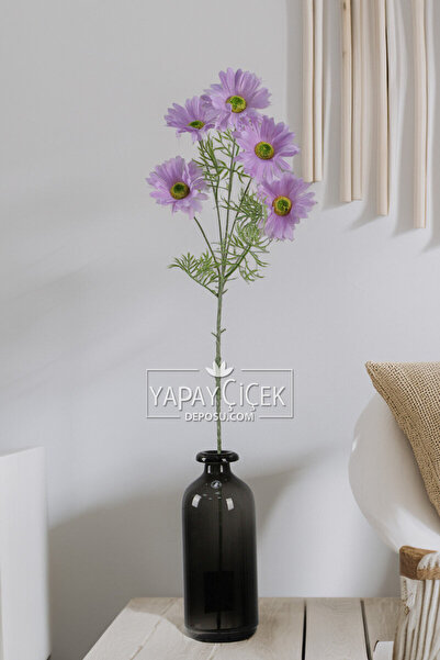 Yapay Çiçek Deposu Yapay Çiçek 5 Çiçekli iskandinav Papatya Dalı 80 cm Lila YCD-311