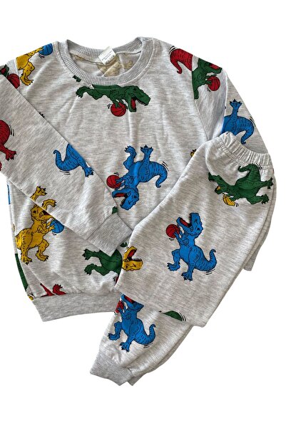 Arya Nisa Kids Boys' Colorful Seasonal Cotton Pajama Set with Dinosaur Figures