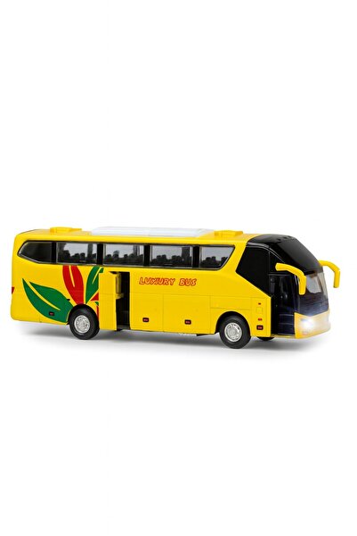 TOYFEST Luxury Lighted Sound Doors and Soft Rubber Opening the Trunk Tour Holiday Bus 15 cm - Yellow