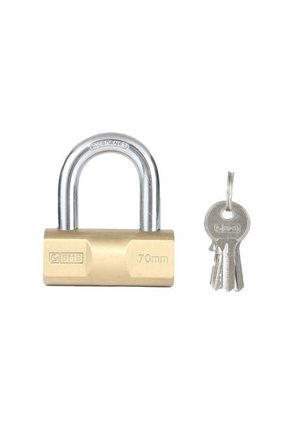 Lawazim قفل مطرقة BMB مقاس 70 مم - قفل متين بمفتاح للبوابة والباب والخزانة وص...