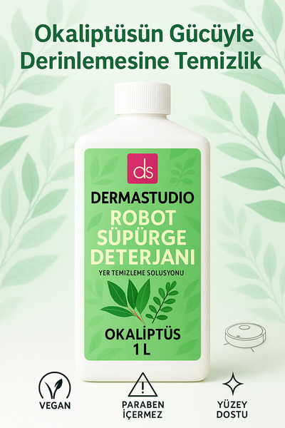 DERMASTUDİO Robot Süpürge Deterjanı Okaliptüs 1 L – Yer Temizleme Solüsyonu
