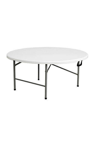 NZONE STORE Round plastic table with black metal legs