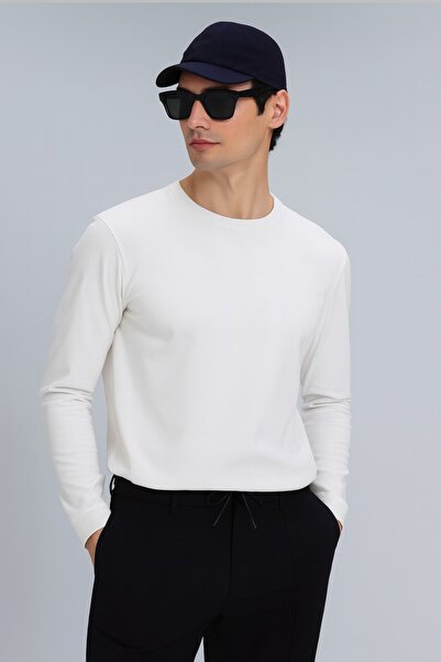 Le Touche Erkek Uzun Kollu Bisiklet Yaka Relax Fit Rahat Kesim %100 Pamuk Basic Tişört