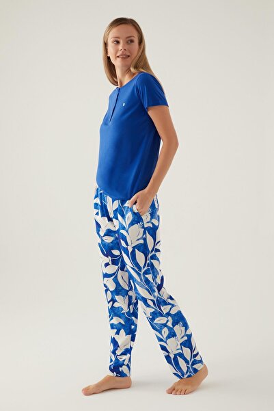 Pierre Cardin Women's Patterned Short Sleeve Pajama Set