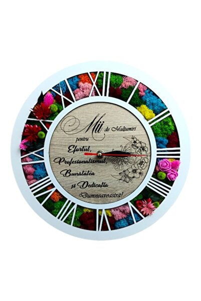 OEM Ceas de perete decorat cu licheni naturali stabilizati, personalizat cu m...