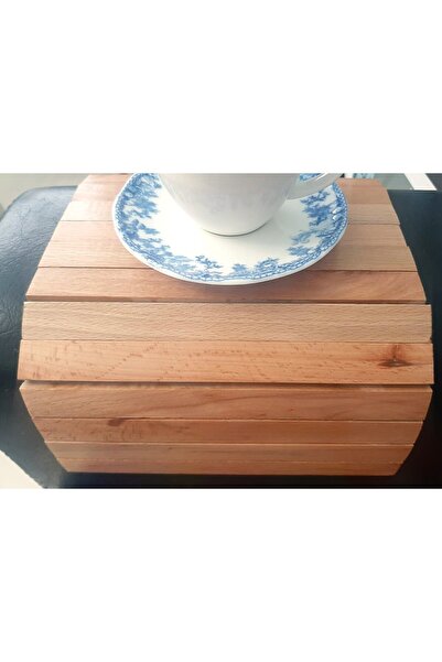 ELSA Katlanabilir Portatif Ahşap Koltuk Yan Sehpası | Meşe Kolçak Tepsisi & K...