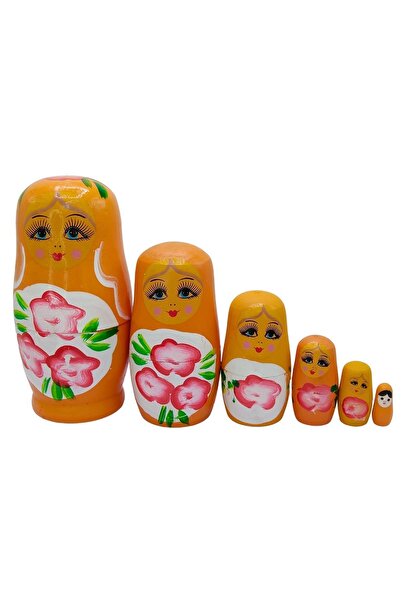 Dünyadan Hediyeler Wooden Matryoshka Doll Set of Six Orange