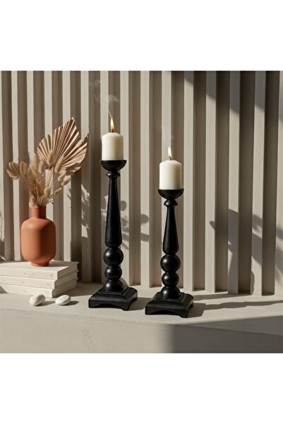 Ahlat Ağacı Ahşap Atölyesi Ahşap Şamdan Pinterest Mumluk Siyah Renk 2'li Torn...