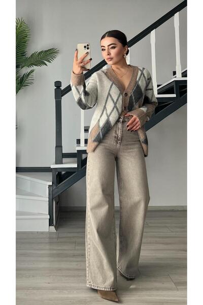 Oslove جينز رمادي مغسول بأرجل واسعة