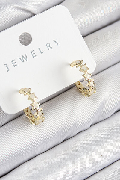 Acousticworld Brass Zircon Stone Star Model Gold Color Women's Earrings