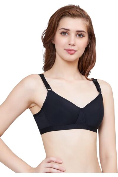 Glamroot Women Seamless Padded Everyday T Shirt Bra, Black