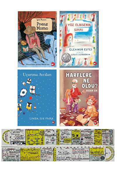 Beyaz Balina Yayınları Prens Momo + Yüz Elbisenin Sırrı + Uçurtma Avcıları + Harflere Ne Oldu 4 Kitap Set + Mat. Cetvel