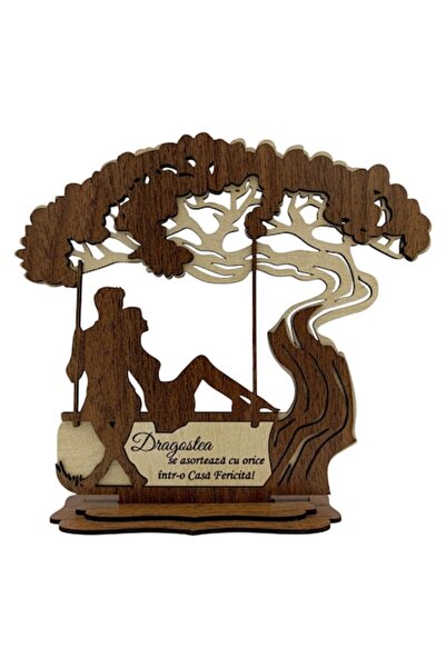 OEM Decorațiune din lemn Cuplu în leagăn pentru soție/soț 22 cm