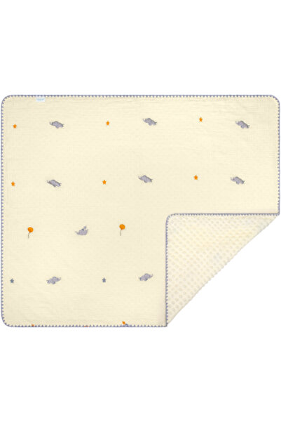 FizioTab Baby Blanket, Muslin/ Fleece Minky Dots, 100 x 115 cm, Elephants