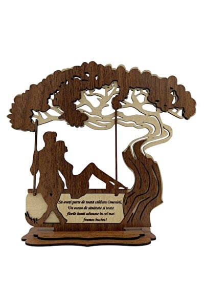 OEM Decoratiune din lemn cu silueta Cuplu în leagan pentru Sotie/Sot – 22 cm