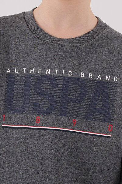 U.S. Polo Assn. Boys' Tracksuit Set – Pomegranate Flower & Anthracite Color, Uspa Printed Sports Model